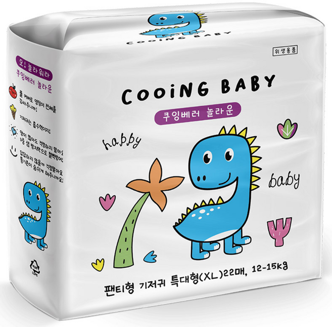 쿠잉 베러 팬티형 기저귀 유아용, 특대형(XL), 22매