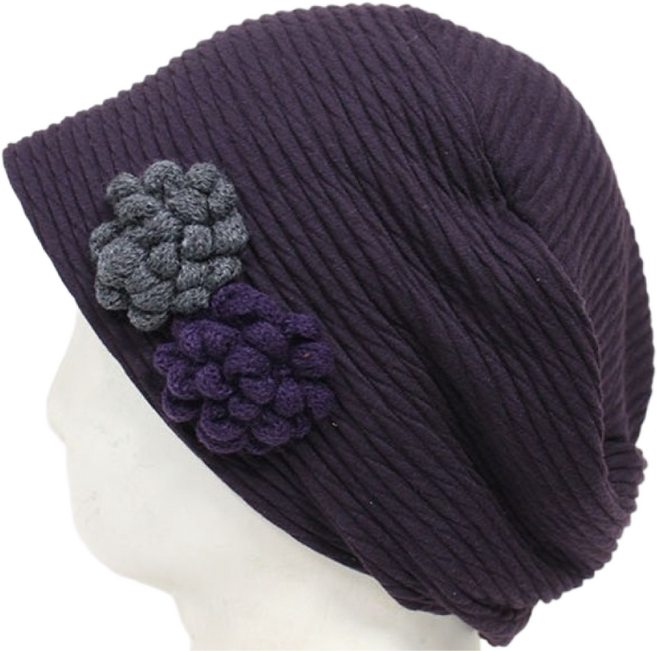 [서울양품점] 국내생산 타래꽃 주름 무지비니두건 _ 엄마선물 보온용 환우용