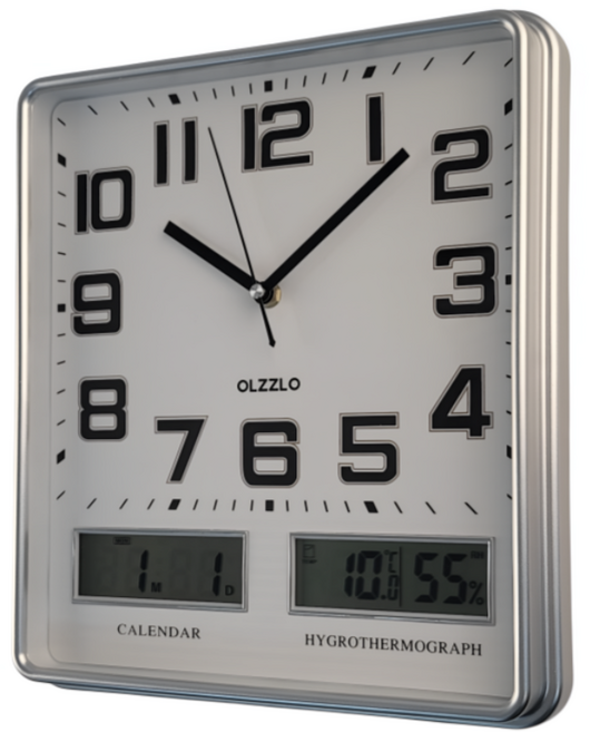 알랑 무소음 뉴트로 LCD 사각 벽시계 인테리어 레트로 시계, 실버, 알랑 뉴트로 LCD