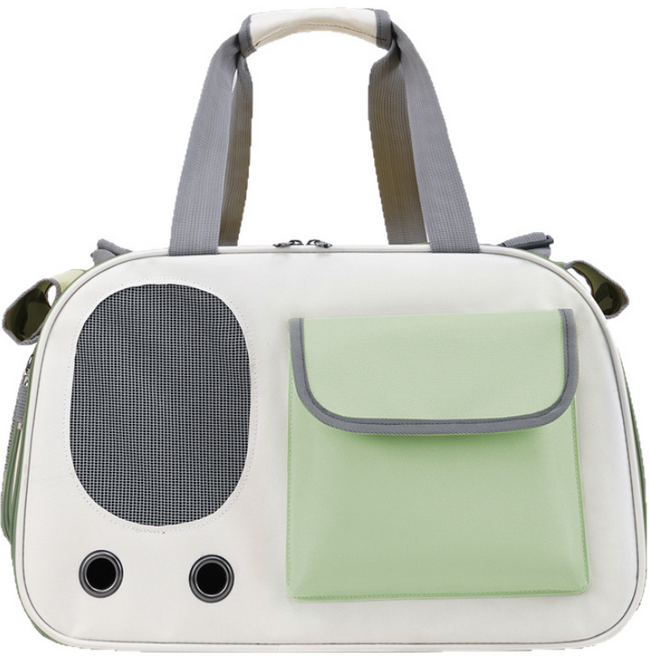숨쉬기 편한 3면 메쉬 통풍 반려묘 캐리어 백 애견 외출 이동장 가볍고 튼튼한 숄더형, 녹색, 1개