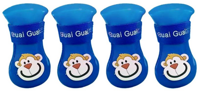 애드퍼피 강아지 신발 라텍스 미끄럼방지, 파랑, 1세트