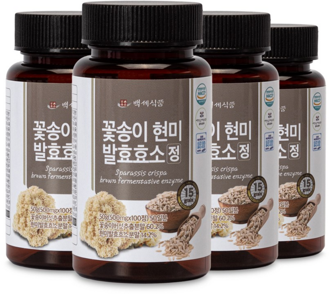 백세식품 꽃송이버섯 현미발효효소 베타글루칸 HACCP인증, 50g, 4개