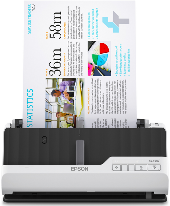 Epson WorkForce DS-C330 양면 콤팩트 스캐너 원터치스캔 친환경 스케너, 본품