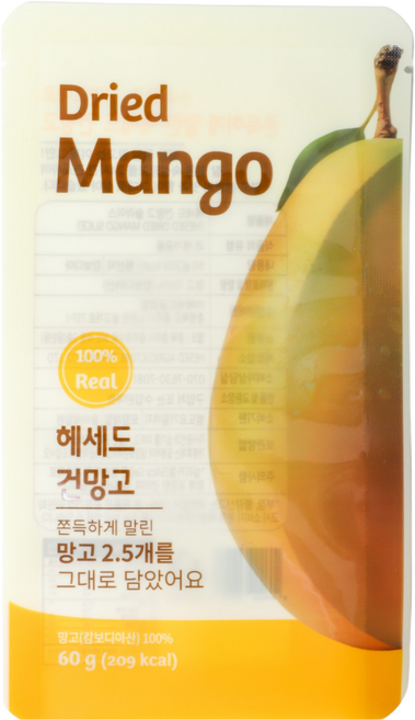 블루베라 헤세드 건망고 무설탕 슬라이스 망고 100%, 1개, 60g