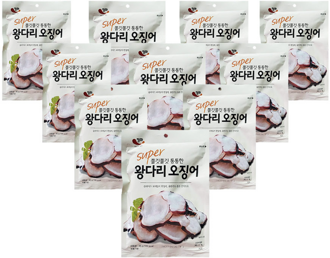 정화식품 슈퍼 쫄깃쫄깃 통통한 왕다리 오징어 45g, 10개