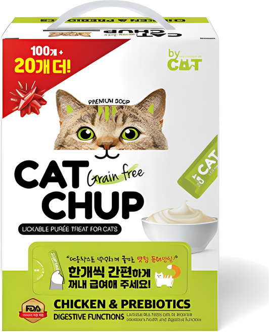 캣찹 고양이 퓨레 간식, 혼합맛(치킨/프리바이오틱스), 14g, 120개