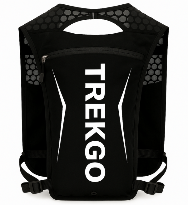 트렉고 초경량 트레일러닝 조끼 러닝조끼 등산가방 마라톤, 블랙, 1개