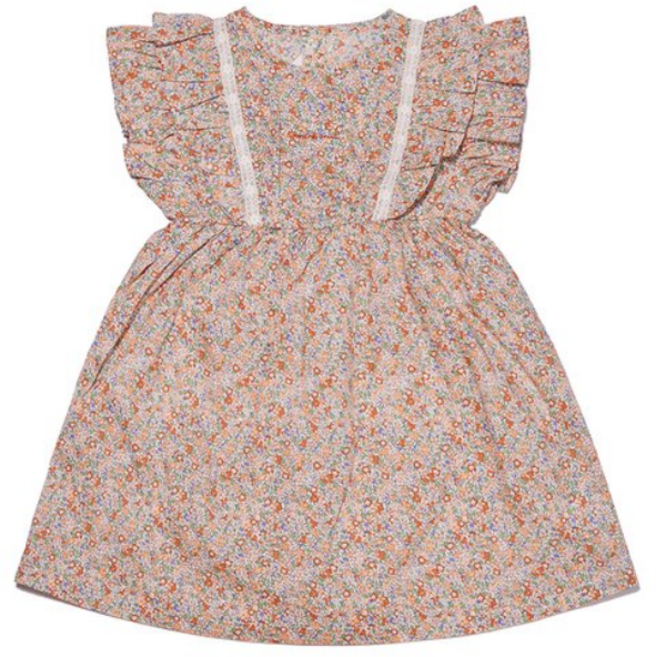 [여름특가] 밍크뮤 플라워 프릴 패턴 원피스. 12개월~6세