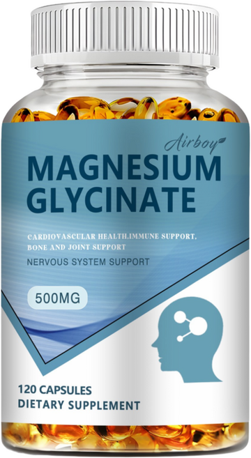 고흡수 마그네슘 글리시네이트 500mg 심혈관•뼈 건강•근육 이완 지원 수면•스트레스 완화 비건 캡슐 무첨가제 순수 성분, 1개, 60정