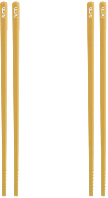 비비또 실리콘 일체형 어린이 젓가락, 2개, 골든크림