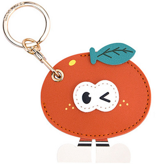 리바앤코 애플 에어태그1/2 키링 열쇠고리 가죽 케이스, 1개, 귤