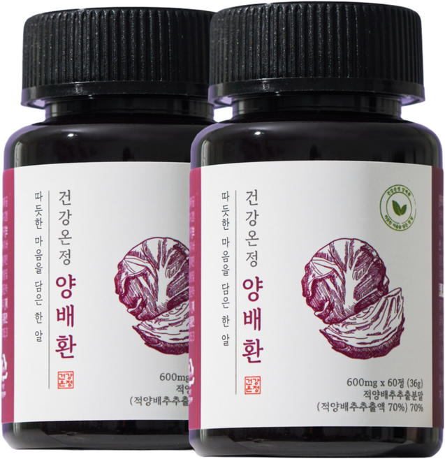 건강온정 적양배추환 양배환 양배추 즙, 2박스, 60정