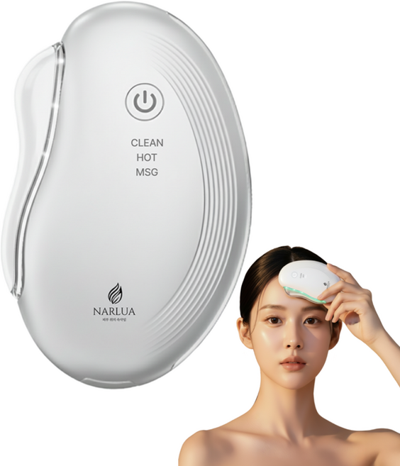 디프 EMS 온열 괄사 마사지기 얼굴 목 전신 리프팅 홈케어, 화이트, 1개