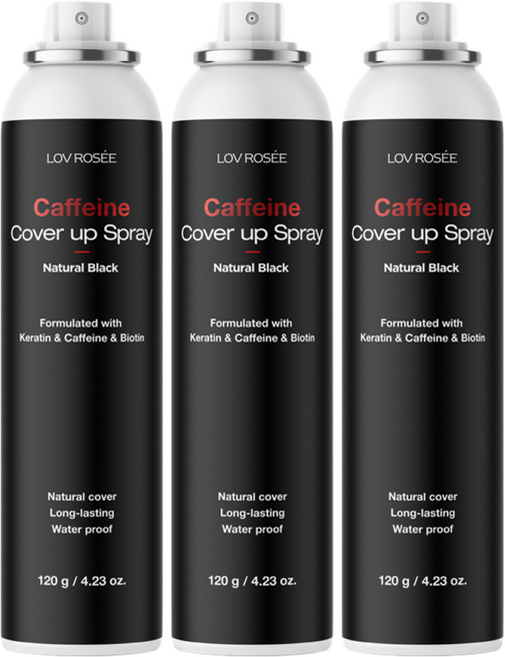 로브로제 카페인 흑채 스프레이 120g, 3개, 흑색