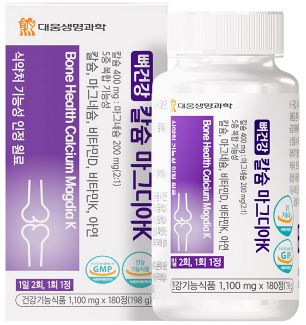 대웅생명과학 뼈건강 칼슘 마그디아K 3개월분 칼마디 아연, 1개, 180정