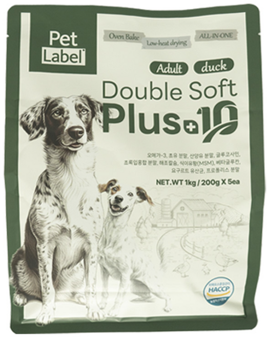펫라벨 더블소프트플러스텐 오븐베이크 1kg 강아지사료, 1개, 오리