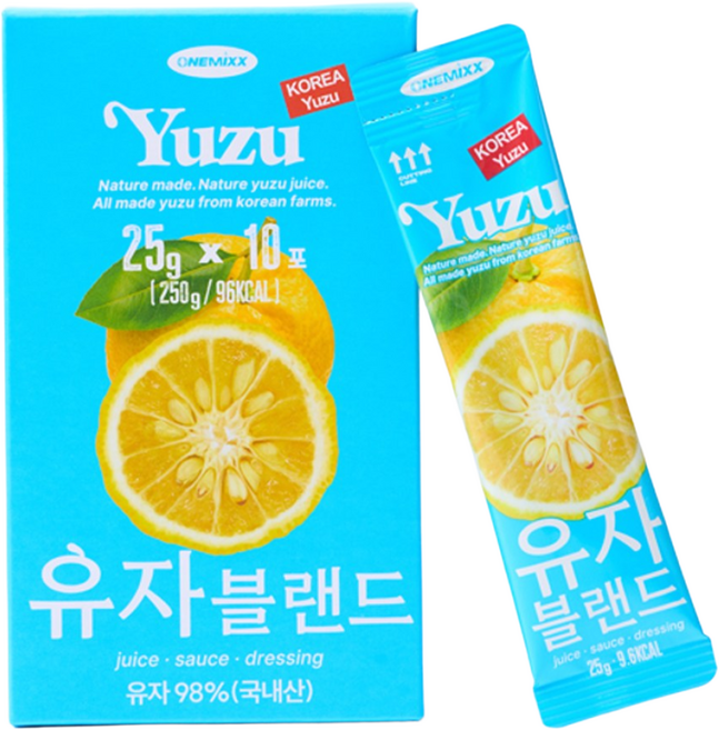 국내산 유자 98% 함량 무설탕 진짜 그대로 갈아만든 유자, 1개, 20개입, 25g