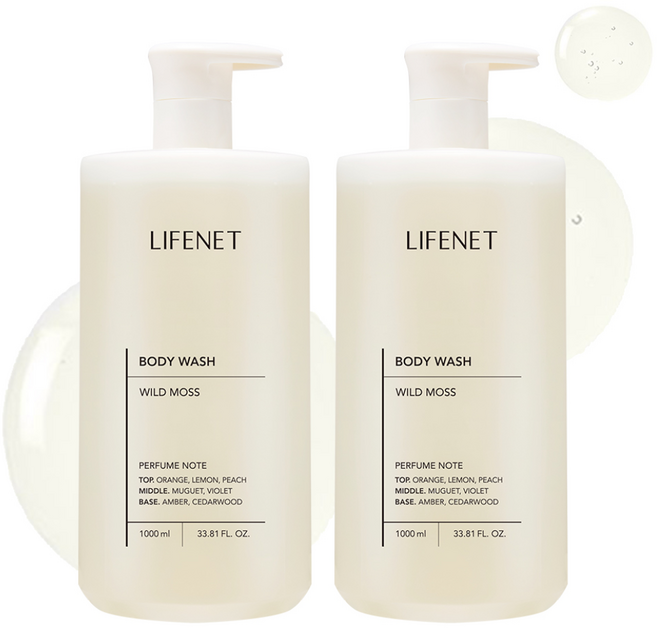 LIFENET 香氛沐浴乳 野生苔蘚香, 1L, 2瓶