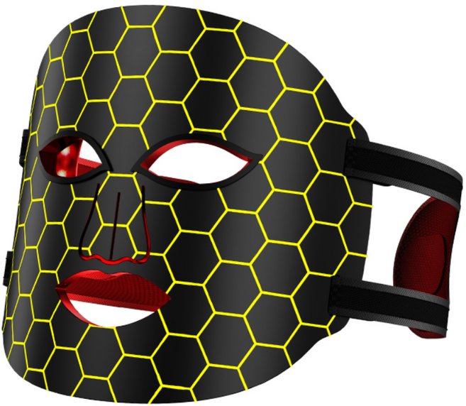 업그레이드 갈바닉 고주파 LED 실리콘 마스크 얼굴 피부 관리기 뷰티디바이스 가정용 미용기기 EMS, 블랙 마스크 기기