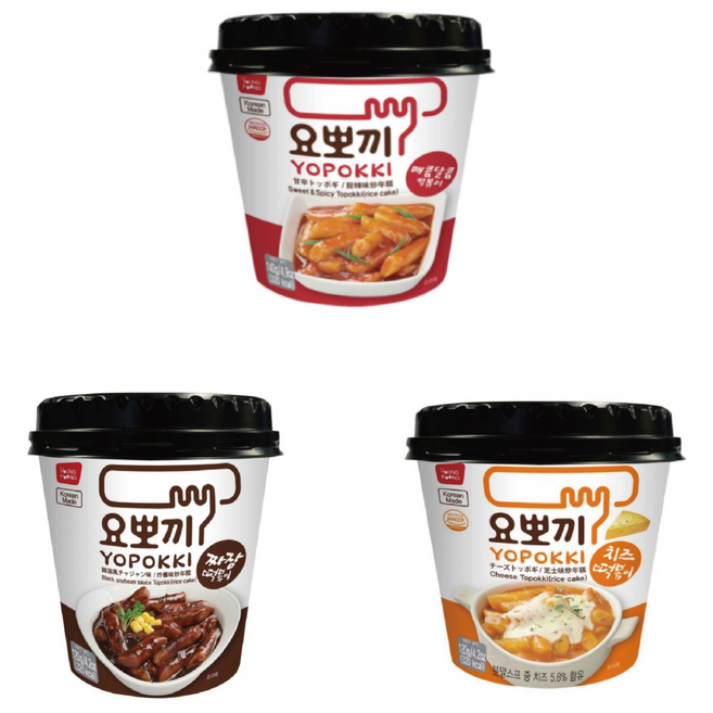 요뽀끼 떡볶이컵 치즈 + 짜장 + 매콤달콤, 4세트, 380g