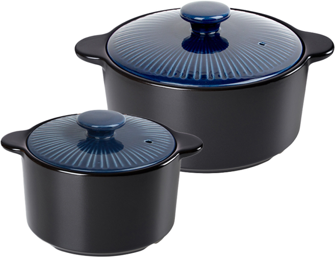 [한국도자기리빙] 리한 클램팟 무균열 뚝배기 2종세트 16+12cm 블루, 1개