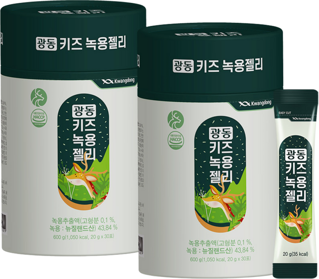 광동 키즈 녹용젤리 30포 청포도맛, 2개, 600g