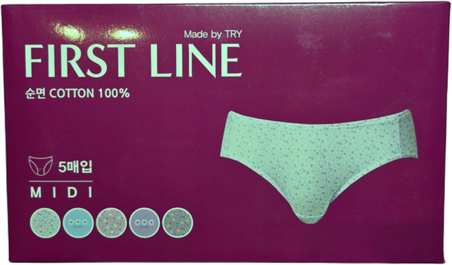 트라이 TRY 퍼스트라인 순면100% 미디 여성팬티 5매입 TWPDK50