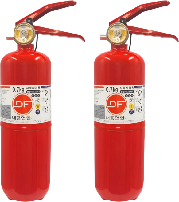 [국내산] 차량용 분말 소화기 자동차겸용 ABC 미니 축압식, 0.7kg, 레드, 2개
