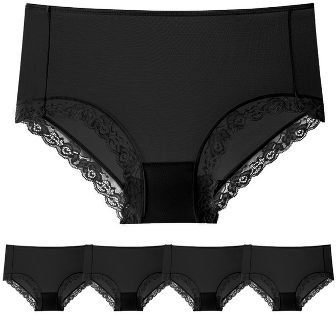 아이스 시원한 빅사이즈 여성 인견 레이스 노라인 맥시 팬티 5매