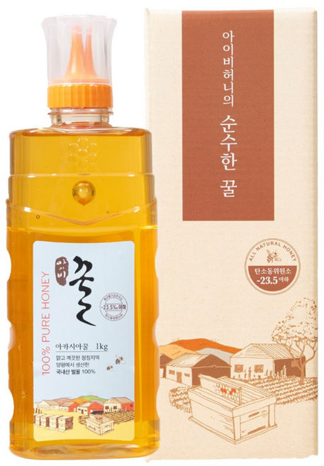 청정벌꿀 아이비 명인 프리미엄 100% 1등급+++ 진짜 벌꿀 숙성꿀 유기농꿀 영양제 튜브꿀 요리용 아카시아꿀 1Kg, 1개