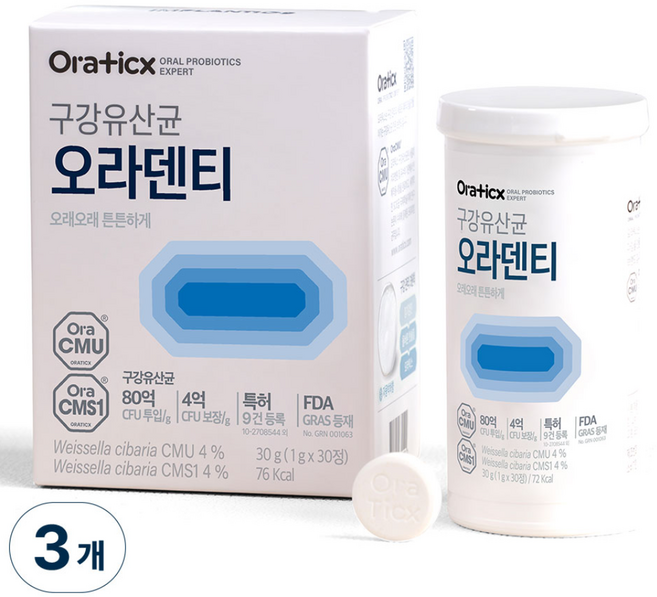 오라팜 오라틱스 특허받은 구강유산균 오라덴티 30정 구강 건강, 3개