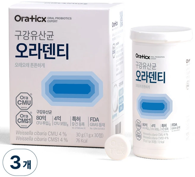 오라팜 오라틱스 특허받은 구강유산균 오라덴티 30정 구강 건강, 3개 - 쿠팡