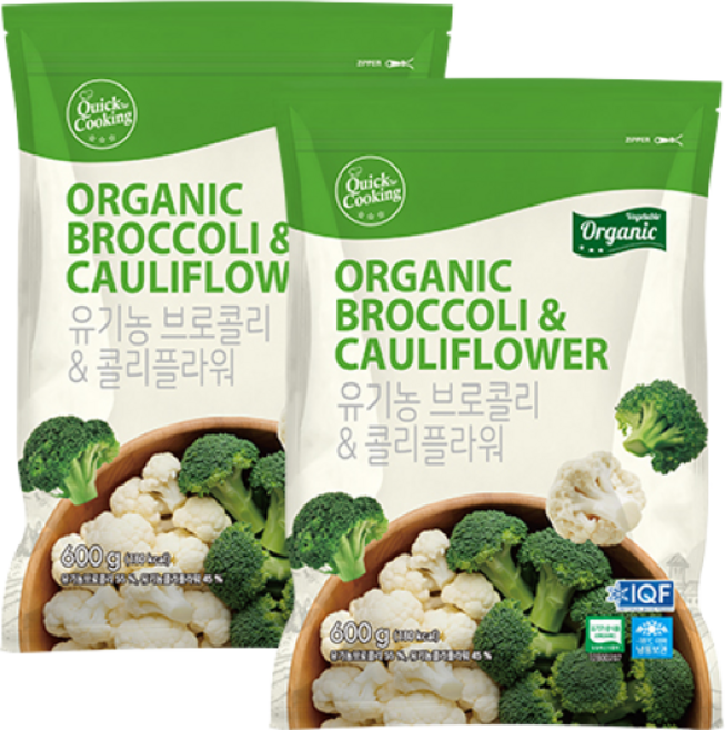 [퀵쿠킹] 냉동 유기농 브로콜리&콜리플라워, 2개, 600g