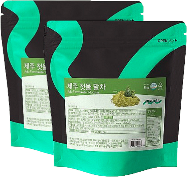 민트라벨 제주 첫물 말차 파우더, 2개, 500g
