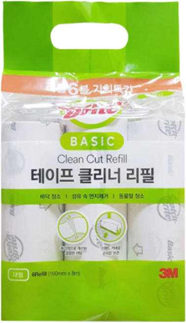 3M 스카치브라이트 베이직 클린컷 테이프 클리너 대형 6개입 160mmx8M, 1개