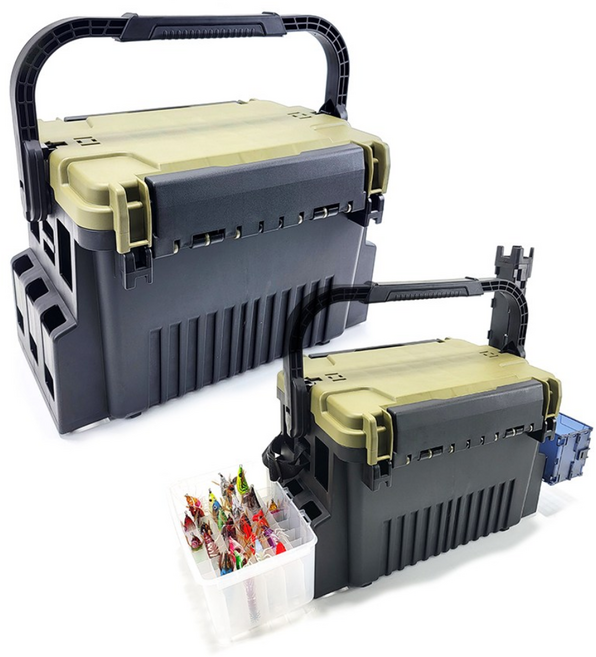 에기태클박스 XD-115 풀세트(에기트레이 소품케이스 소품트레이 로드스탠드 파츠케이스) 멀티 에기박스, XD-115 풀세트 카키, 1개