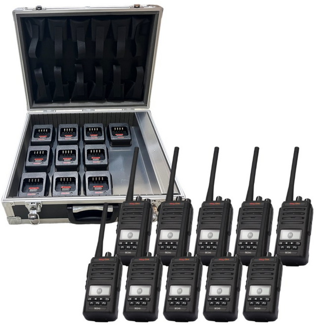 모토토라 고성능 디지털 업무용무전기 M34i 10대 + 10구 충전가방, 1개, 모토로라 M34i 10대+10구 충전가방