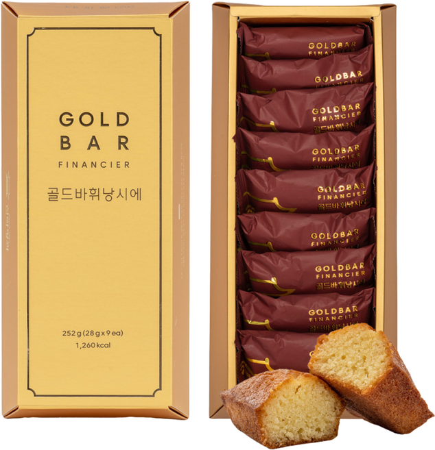 신라명과 골드바 휘낭시에 세트 선물용쇼핑백, 1개, 252g