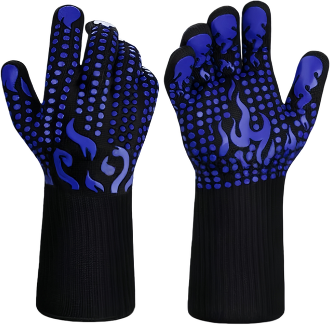 숯불내열 장갑 목탄불 바베큐 오븐 논슬립 방열장갑, 1세트, 블루