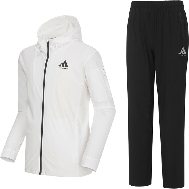 아디다스 컴뱃스포츠 마샬아츠 에어로쿨 트레이닝복 세트 TR140HS-1 WH 트랙탑 후드집업
