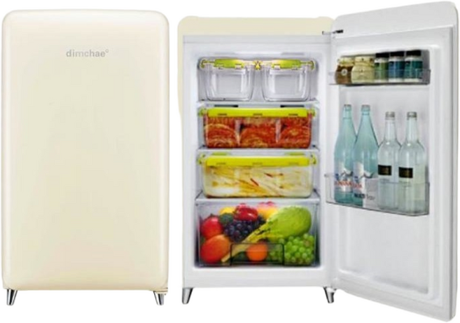 딤채 1도어 스탠드형 100L 미니 쁘띠 김치냉장고 투명용기 4개, WDS10KTACCF, 칵테일크림