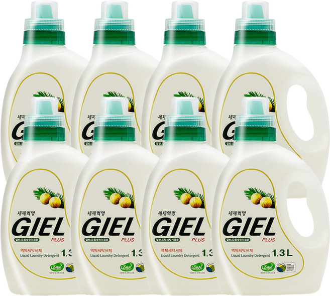 세제혁명 지엘 플러스 액상세탁세제 본품, 1.3L, 8개