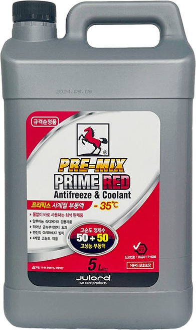 말표 물없이 바로쓰는 프리미엄 사계절 냉각수 빨강 5L / 차량용 부동액/ MALPYO, 1개