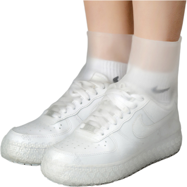 실리콘 신발방수커버 장마철신발 밑창 측면 돌기 추가 레인슈즈, 여성용, 화이트, 1개