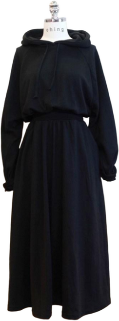 이힝 루즈핏 허리밴딩 가을 봄 후드 롱원피스