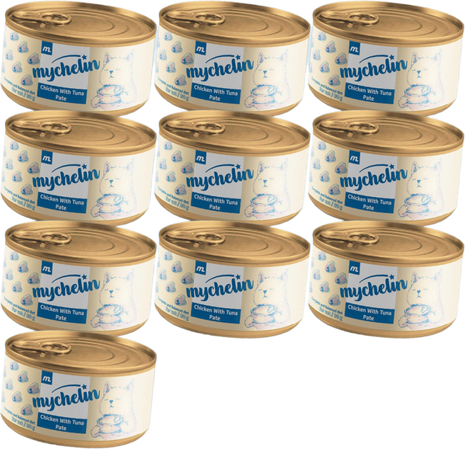 마이베프 마이슐랭 파테 고양이 주식캔 습식사료, 닭+참치, 80g, 10개