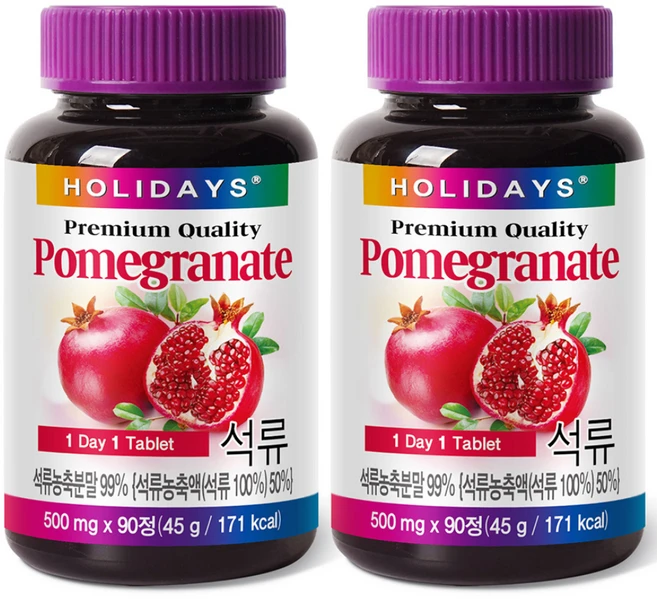 홀리데이즈 프리미엄 석류 타블렛 90정, 45g, 2개 - 쿠팡