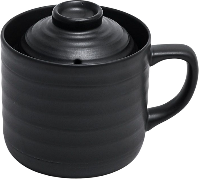 도자기밥솥 전자레인지 저당 밥통 1인용 소형 밥하기 냄비 검정 그릇 간편 렌지용 쿠커 블랙 1개