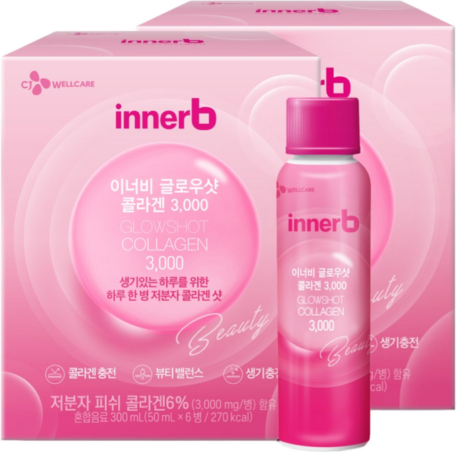 CJ 이너비 글로우샷 콜라겐 앰플 6병, 50ml