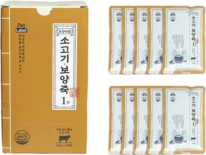펫라벨 보양비법 강아지 보양죽 10 개입 (100 g x 10ea) 전연령 보양식, 10개, 100g, 소고기